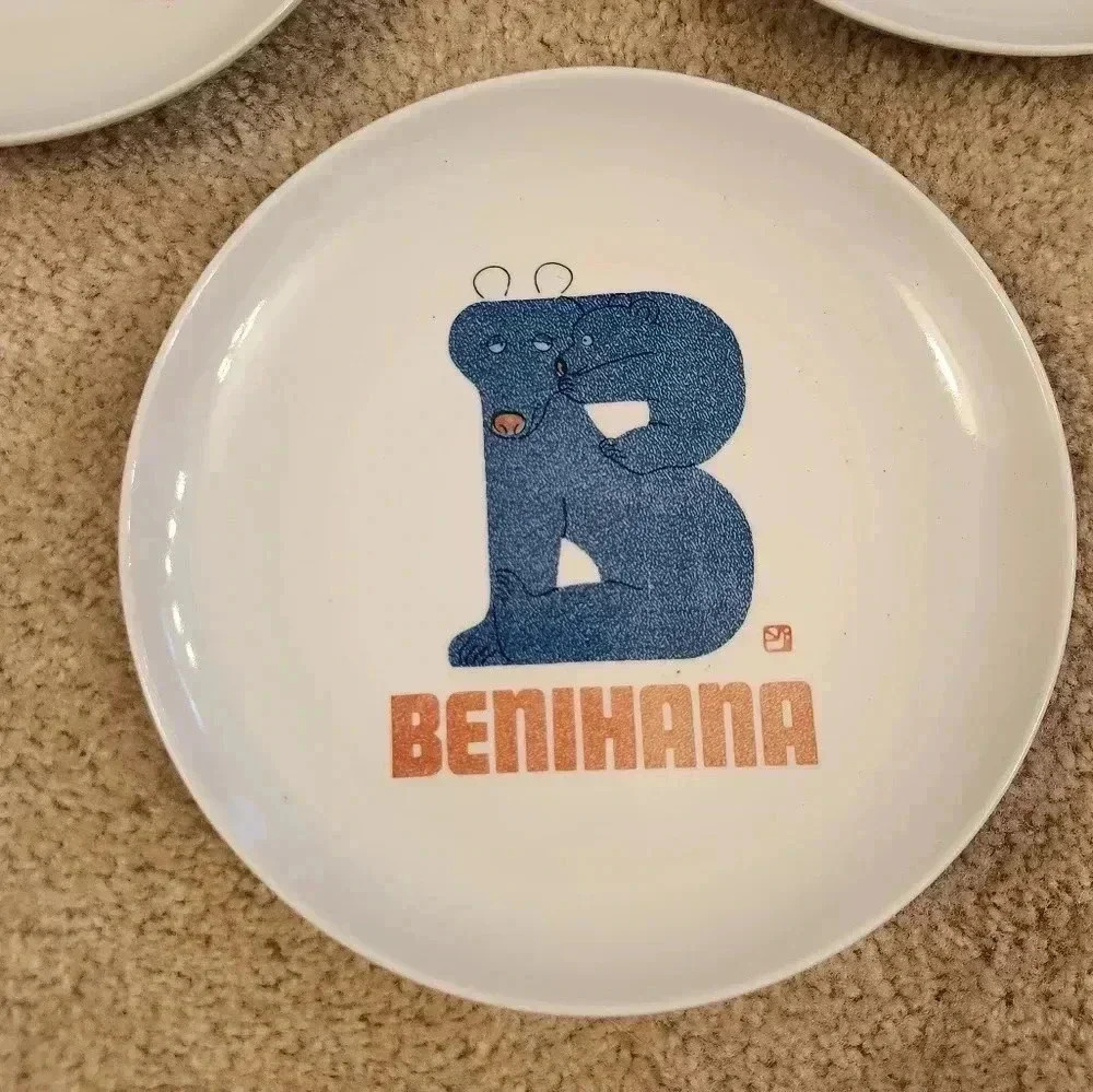 Vintage Benihana Dinner Plates Two Bears Made In Japan Set Of‎ 3 White